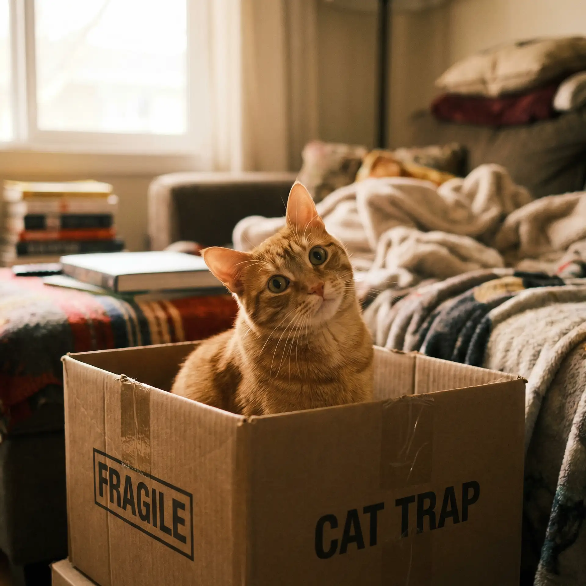 橘猫躲在纸箱里 - 辣妹梦幻组